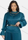 Wholesale Women's Casual Poet Sleeve Belted Blouse & Palazzo Pants 2-Piece Set 9154-1# - Liuhuamall