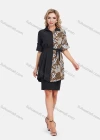 Wholesale Women's Fashion Chain Splicing Print Tunic Button Down Mid Length Shirt With Belt - Liuhuamall