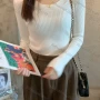 Wholesale Women's Casual Plain Round Neck Long Sleeve Ribbed Knit Sweater Tops 8040# preview