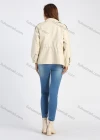 Wholesale Women's Fashion Lapel Button Closure Drawstring Leather Jacket - Liuhuamall