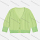 Wholesale Women's 100%Cotton V Neck Long Sleeve Plain Button Down Crop Cardigan 9209# Light Green Clothing Wholesale Market Liuhua