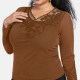 Women's Plus Size Long Sleeve Glitter Mesh Lace Sheer Embroidery Blouse 8# Clothing Wholesale Market -LIUHUA