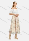 Wholesale Women's Elastic Waist Floral Ruffle Hem Maxi Skirt - Liuhuamall