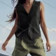 Wholesale Women's Casual Plain Patch Pocket V Neck Button Down Vest 1# Clothing Wholesale Market Liuhua