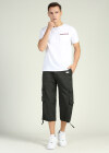 Wholesale Men's Solid Flap Pockets Belted Capris Cargo Pants - Liuhuamall