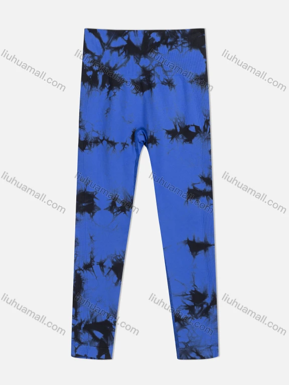 Wholesale Women's Athletic Tie Dye High Waist Ankle Length Pants 1Y1A0893#