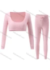 Wholesale Women's Square Neck Crop Top&Leggings Fuzzy Knit Set - Liuhuamall