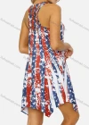 Wholesale Women's Casual Scoop Neck Pleated Flag Print Racerback Tank Dress 9136# - Liuhuamall