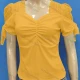 Wholesale Women's Casual Sweetheart Neck Short Sleeve Tie Shoulder Ruched Knit Plain Tops 1# Clothing Wholesale Market Liuhua