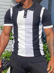 Wholesale Oscar Factory Casual men's lapel polo shirt, comfortable and breathable, contrasting design style, LIUHUA CLOTHING WHOLESALE