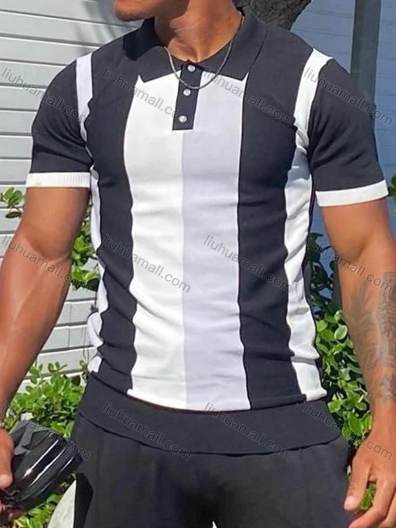 Wholesale Oscar Factory Casual men's lapel polo shirt, comfortable and breathable, contrasting design style
