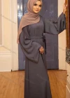 Wholesale Women's Islamic Muslim Bell Sleeve Belted Abaya Robe Dress - Liuhuamall