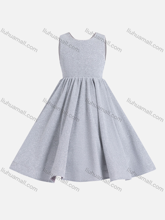 Wholesale Girls Cute Sleeveless Bow Knot Zip Back Pleated Flower Girl Dress 230626#