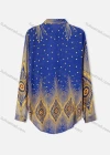 Wholesale Women's Plus Size Fashion Long Sleeve Button Down Peacock Feather Shirt - Liuhuamall