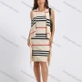Wholesale Women's Striped Sleeveless Slit Hem Tank Dress With Cardigan 2 Piece Set preview