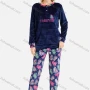 Wholesale Women's Soft Lounge Button Front Letter Plant Print Long Sleeve Top & Pants Two-Piece Pajamas Set preview