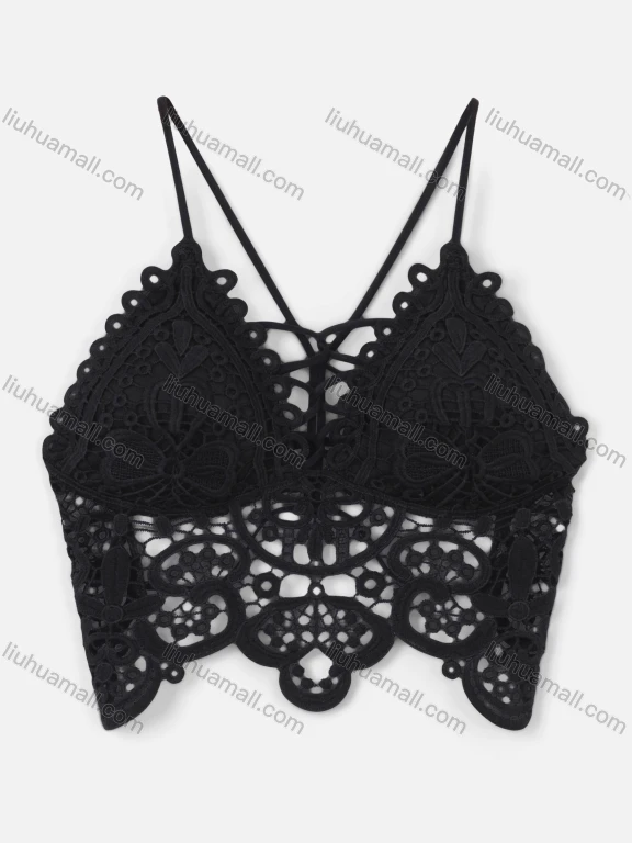 Wholesale Women's Sexy Backless Crochet Guipure Lace Camisoles With Built-in Bra