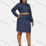 Wholesale Women's Casual Tie Neck Long Sleeve Button Down Denim Shirt Dress With Belt 190# preview