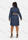 Wholesale Women's Casual Tie Neck Long Sleeve Button Down Denim Shirt Dress With Belt 190# - Liuhuamall