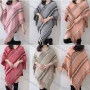 Wholesale Women's Casual Folkloric Striped Scarf Hem Cape preview
