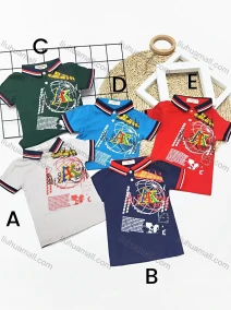 Wholesale Boys Casual Short Sleeve Embroidery Letter Graphic Button Front Polo Shirts, LIUHUA CLOTHING WHOLESALE