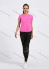 Wholesale Women's Sporty Crew Neck Short Sleeve Plain Quick-dry Breathable Curved Hem Athletic T-shirt - Liuhuamall