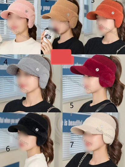 Wholesale Women's Casual Messy High Bun Ponytail Earmuffs Knit Beanie Caps