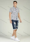 Wholesale Men's Short Sleeve Button Front Botanical Print Casual Shirt - Liuhuamall