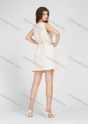 Wholesale Women's Deep V Neck Plain High Waist Sleeveless Flared Hem Short Dress 9167# - Liuhuamall
