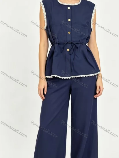 Wholesale Women Lace Trim Sleeveless 2‑Piece Outfit