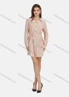 Wholesale Women's Casual Letter Print Long Sleeve Button Down Flap Pocket Short Shirt Dress With Belt 7175# - Liuhuamall
