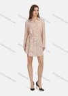 Wholesale Women's Casual Letter Print Long Sleeve Button Down Flap Pocket Short Shirt Dress With Belt 7175# - Liuhuamall