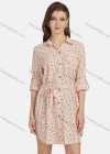 Wholesale Women's Casual Letter Print Long Sleeve Button Down Flap Pocket Short Shirt Dress With Belt 7175# - Liuhuamall