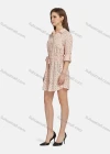 Wholesale Women's Casual Letter Print Long Sleeve Button Down Flap Pocket Short Shirt Dress With Belt 7175# - Liuhuamall