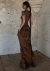 Wholesale Women's Fashion Pullover Sleeveless Allover Print High Waist Maxi Mermaid Dress D22DS367# - Liuhuamall