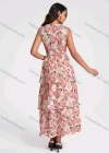 Wholesale Women's Sexy Butterfly Print Cut Out Bow Knot Tie Layered Ruffle hem Maxi Tank Dress - Liuhuamall