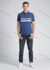 Wholesale Men's Casual Cotton Colokblock Striped Short Sleeve Polo Shirt - Liuhuamall