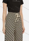 Wholesale Women's Casual High Waist Drawstring Checkerboard Wide Leg Pants 2201# - Liuhuamall