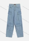 Wholesale Women's Fashion Plain 100%Cotton Multiple Flap Pockets Loose Fit Cargo Jeans - Liuhuamall