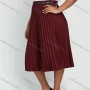 Wholesale Women's Casual Plus Size High Waist Belted Plain Pleated Skirt With Belt preview