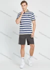 Wholesale Men's Casual Striped Colorblock Print Short Sleeve Polo Shirt - Liuhuamall