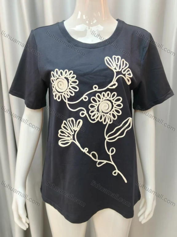Wholesale Short Sleeve Round Neck Embroidery Graphic