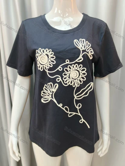 Wholesale Short Sleeve Round Neck Embroidery Graphic