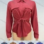 Wholesale Women's Casual Collared Flap Pockets Long Sleeve Button Down Shirt preview