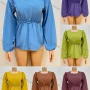 Wholesale Women's Casual Square Neck Long Sleeve Ruffle Trim Top preview