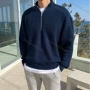 Wholesale Oscar factory casual men's knitted sweater with comfortable soft fabric and zippered stand-up collar preview