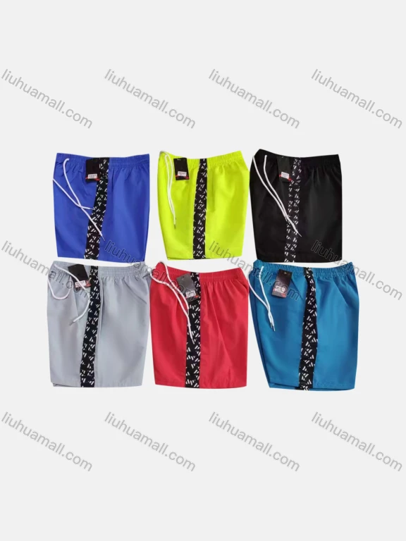 Wholesale Men's Swim Trunks Quick Dry Allover Print Splicing Drawstring Beach Shorts