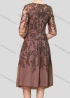 Wholesale Women's Elegant High Waist Crew Neck Short Sleeve Sheer Mesh Allover Embroidery Knee Length Dress - Liuhuamall