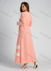 Wholesale Women's Long Sleeve Round Neck Splicing Letter Rhinestone Maxi Dress With Belt - Liuhuamall