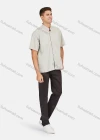 Wholesale Men's Fashion Loose Fit Mandarin Collar Short Sleeve Button Down Shirts - Liuhuamall